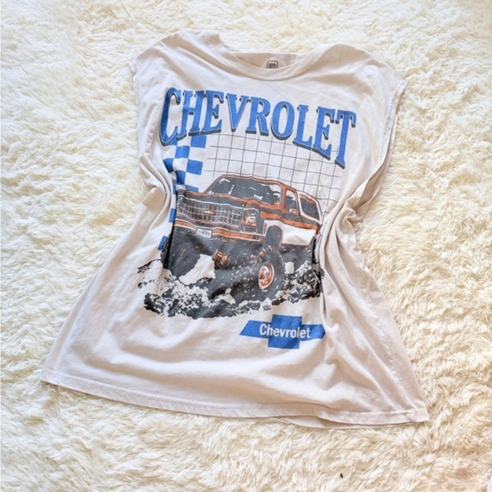 White Oversized Sleeveless Graphic T-Shirt